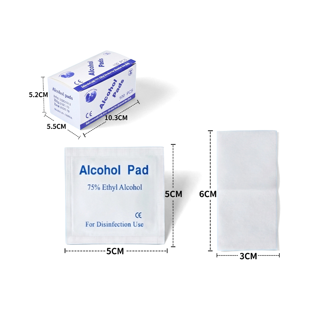 100 kom/kutija 3cm x 6cm veliki pojedinačno zamotani jastučići sa 75% alkohola