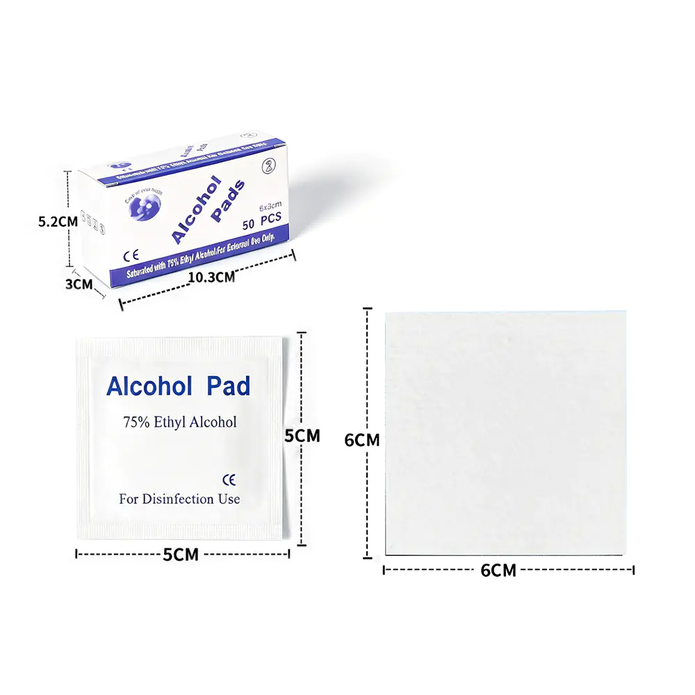 50 kom/kutija Premium pojedinačno pakirani jastučići 6x6 cm 75% etilnog alkohola