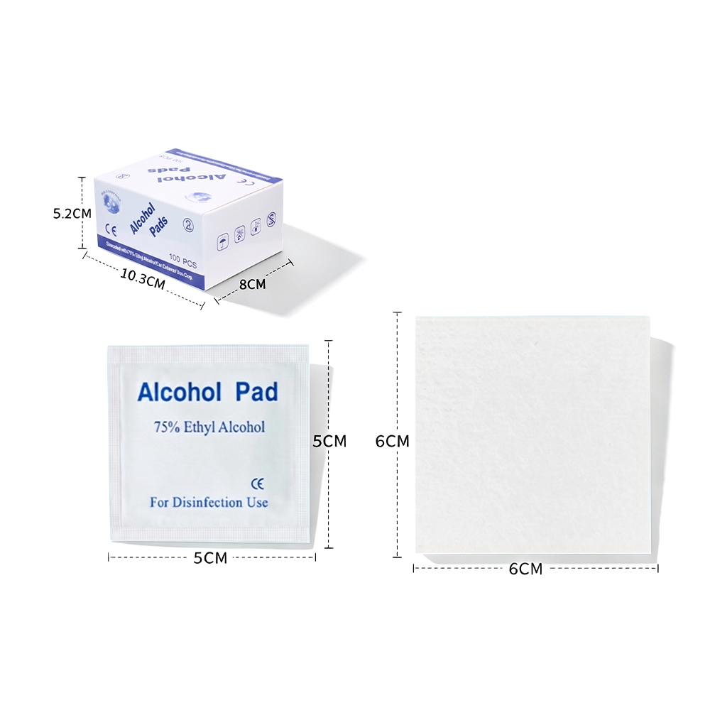 100 jastučića/kutija Large 75% 6x6cm CE certificirani medicinski pojedinačno zamotani antiseptički jastučići za pripremu alkohola